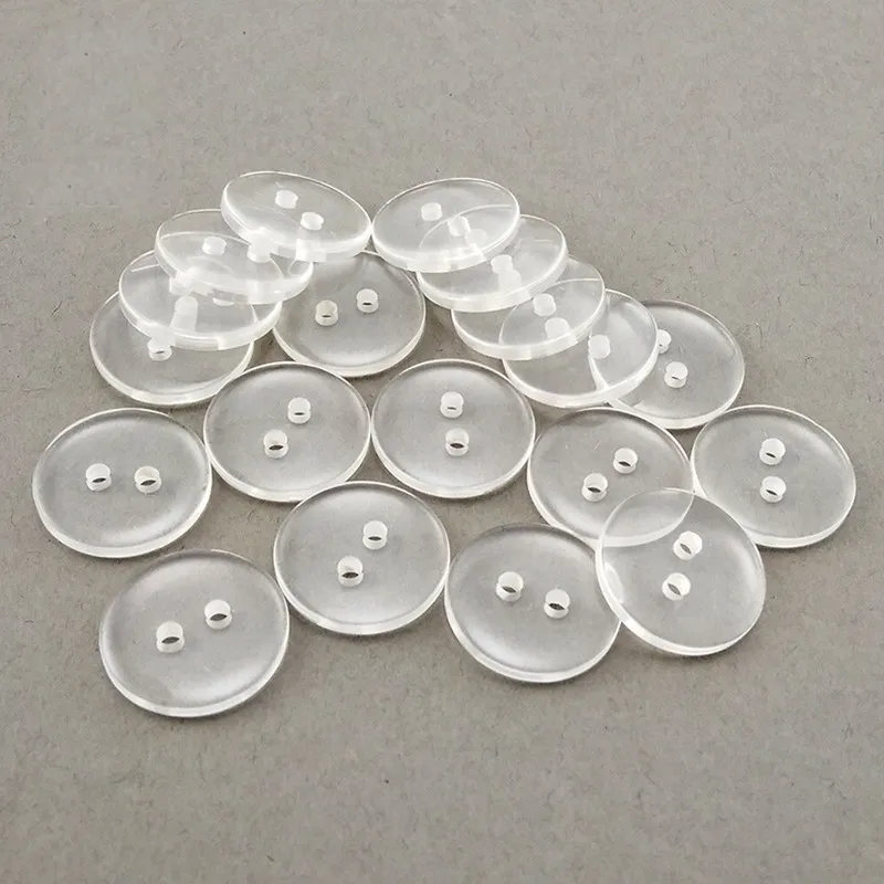 50PCS/LOT 10mm 12.5mm Round Shape 2/4 holes Transparent Resin Buttons Kid\'s Garment Sewing Accessories DIY Scrapbookings