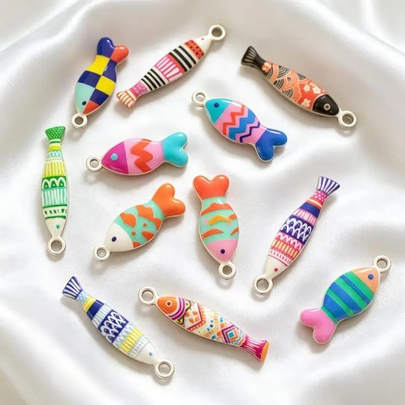 5 Stück Emaille-Fisch-Anhänger aus Edelstahl, hypoallergen, für die Herstellung von Schmuck, Geschenke für Bastelfreunde. – Detail 3