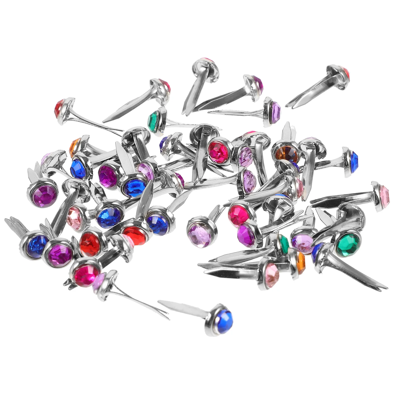 50 Pcs Color Croissant Nail Brads for Crafts Making Mini Nails Two-legged Paper Fasteners Small Handcraft Metal Child