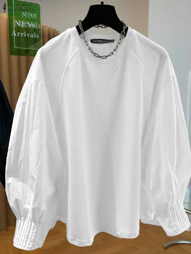 

ZANZEA, женские модные толстовки, осенние цветные лоскутные повседневные джемперы с длинными рукавами, 2025 г., элегантная свободная уличная одежда, рабочая верхняя одежда