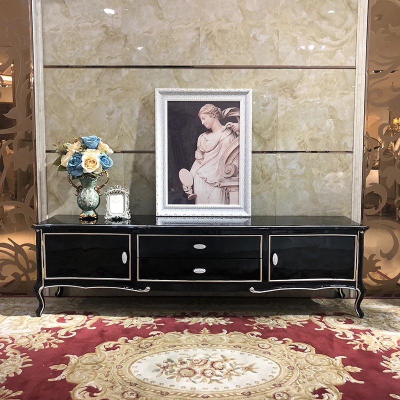

European style solid wood TV cabinet tea table combination light luxury villa living room ground cabinet bedroom electric cabine