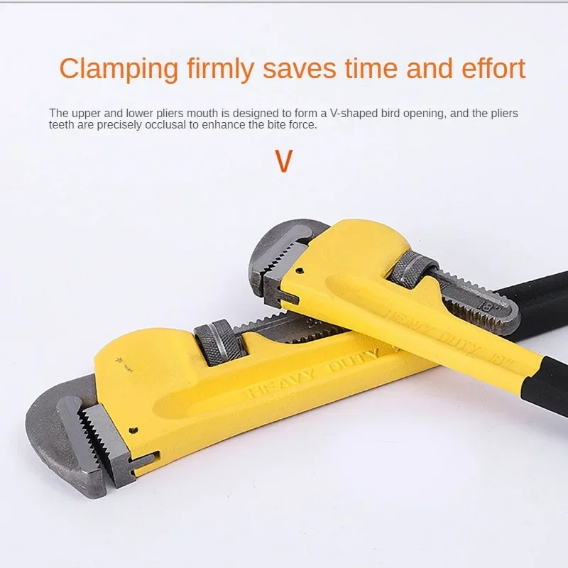 8/10/12/14/18 Inch Adjustable Plumbing Installation Pliers Spanner Heavy Duty Straight Pipe Wrench Universal Large Wrench Tool