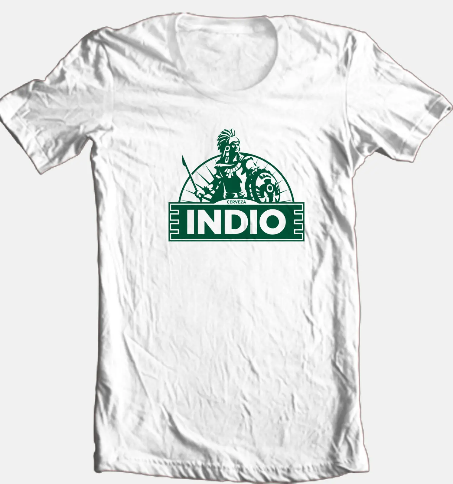 Indio Cerveza T shirt men's adult regular fit white cotton graphic tee