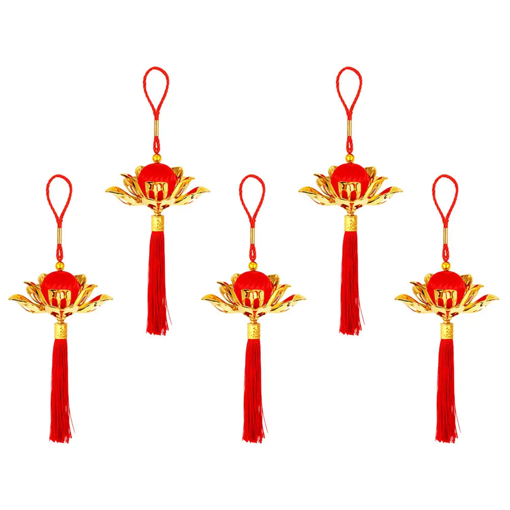 5 قطعة زخرفة معلقة لوتس السنة الصينية الجديدة زينة شرابات حمراء قلادة للمنزل مكتب باب مهرجان لوازم الحفلات #2