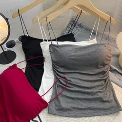 Sexy Sleeveless Tank Tops Women Casual Vest Crop Camisole Seamless Sports Underwear with Chest Pads Summer Female Bra Lingerie