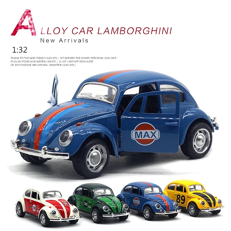 Modèle de jouet classique en métal moulé sous pression avec nervures, voiture en alliage Volkswagen Beetle, véhicules de fonction arrière, cadeaux pour enfants, A988, 1:32