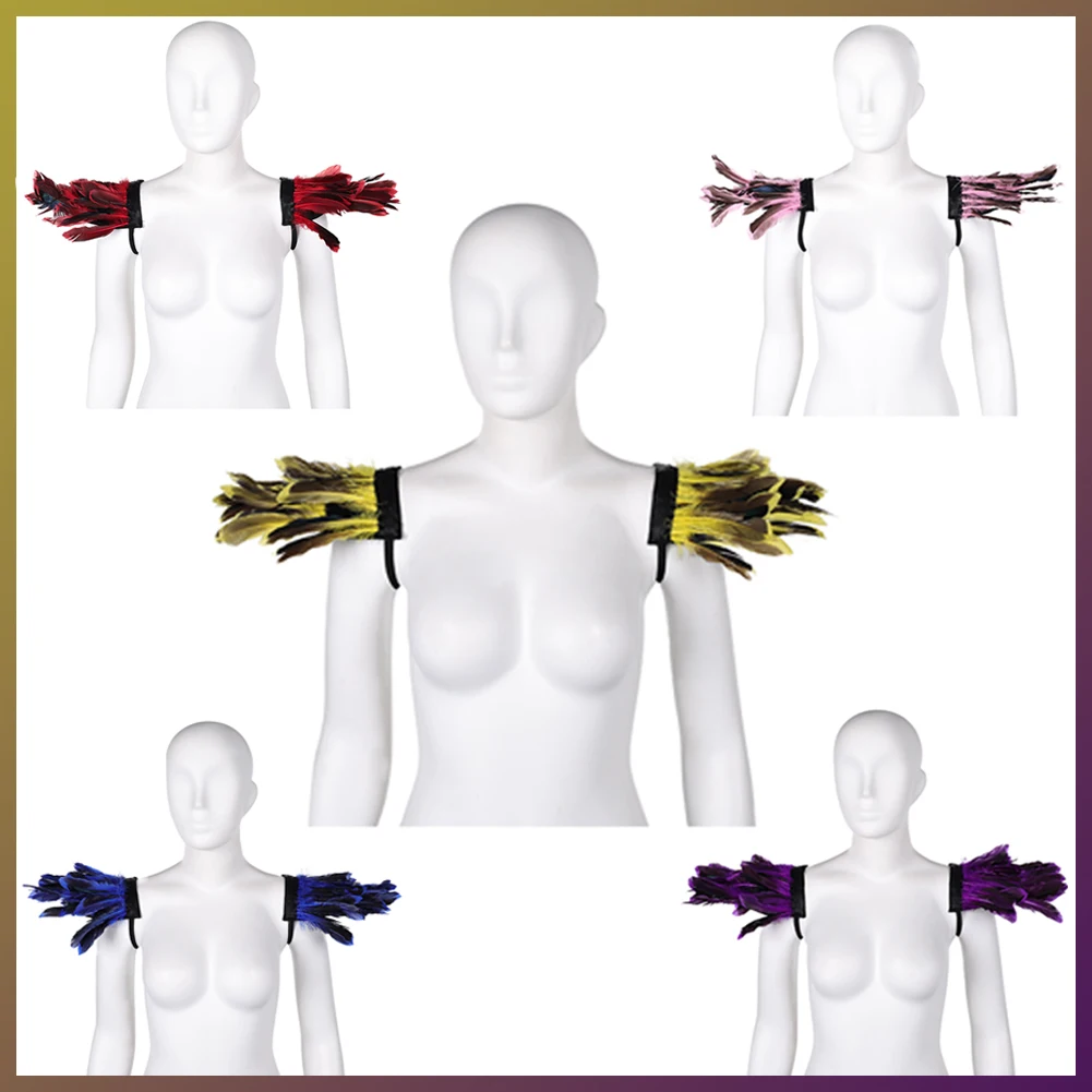 Chal de plumas de Reina para mujer, accesorios de disfraz, armadura de hombro desmontable gótica, trajes de actuación de escenario de Halloween