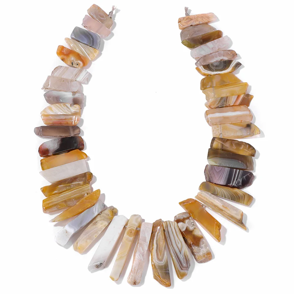 Irregular Natural Yellow Boswana Agates Stone Stick Beads Top Drilled Point Flat Charm Pendant Beads for DIY Necklace Jewelry