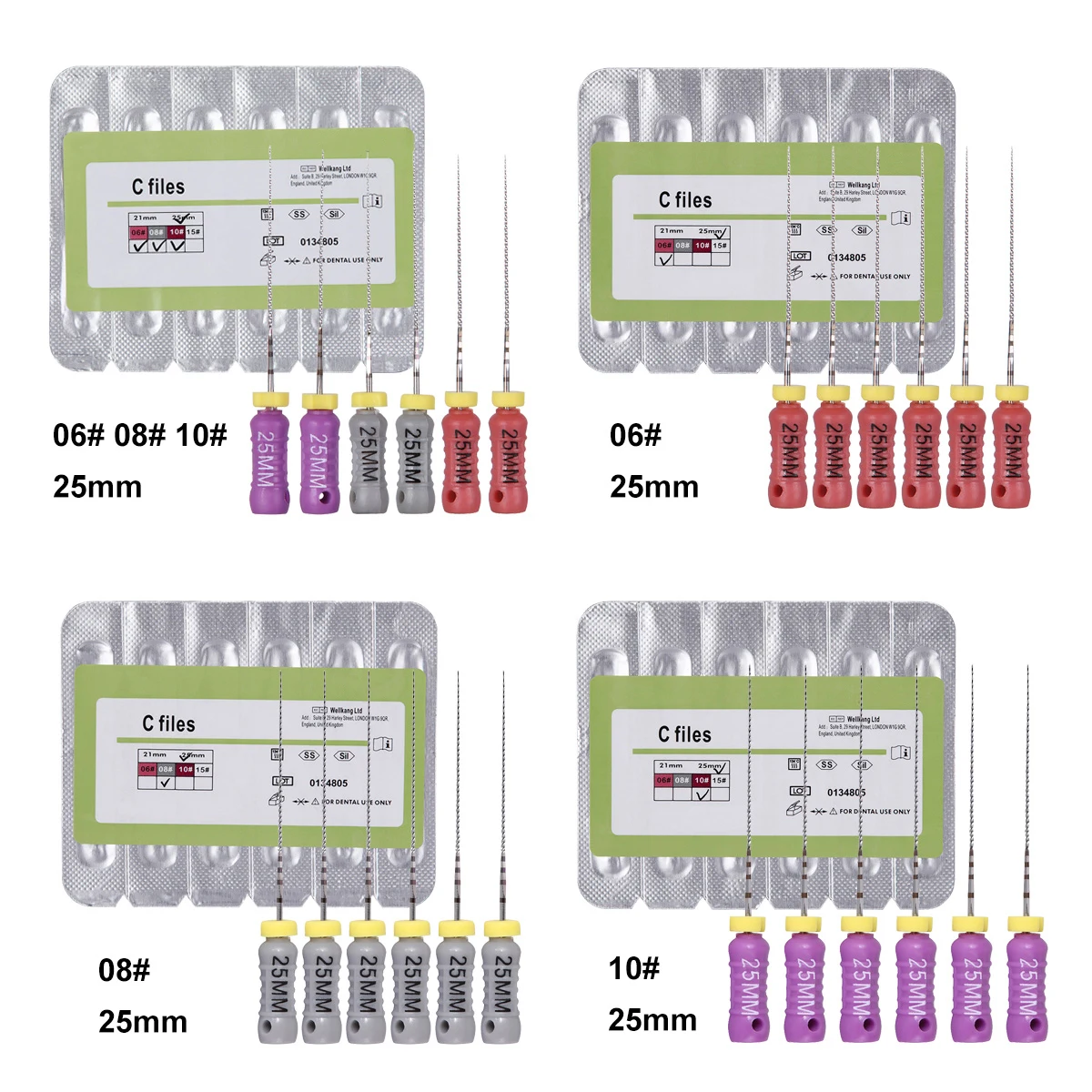 AZDENT Dental C File endodontyka Endo kanał korzeniowy 25mm pliki ręczne ze stali nierdzewnej do czyszczenia korzeni 6 sztuk/paczka #6 #8 #10