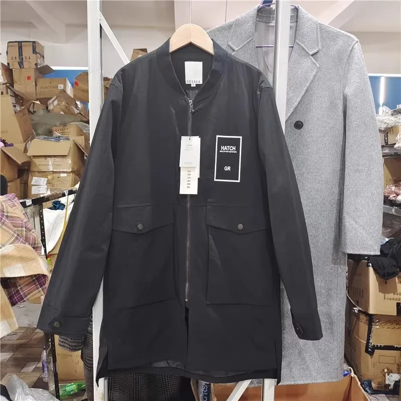 Silver Tai Men's Long Coat Stand Fit Youth Faion Autumn Season Polyester Fabric ket Detail Iron-Free Procing