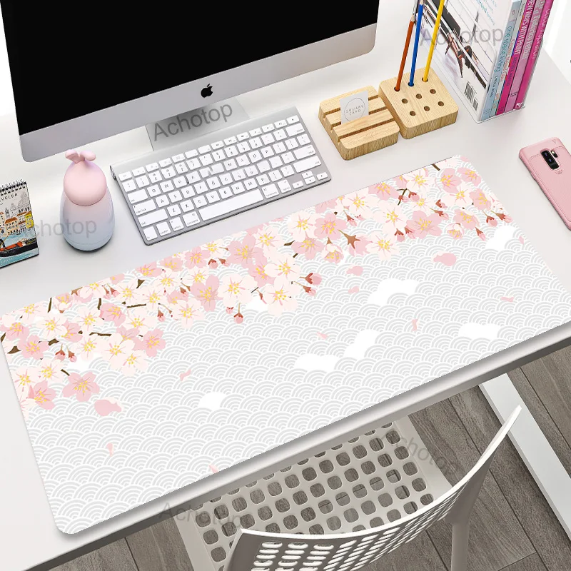 Black White Mouse Pad Gamer 900x400 Desk Mat XXL Large Mousepad Compute Deskpad Sakura Art Gaming Mouse Mats Speed Company Pads