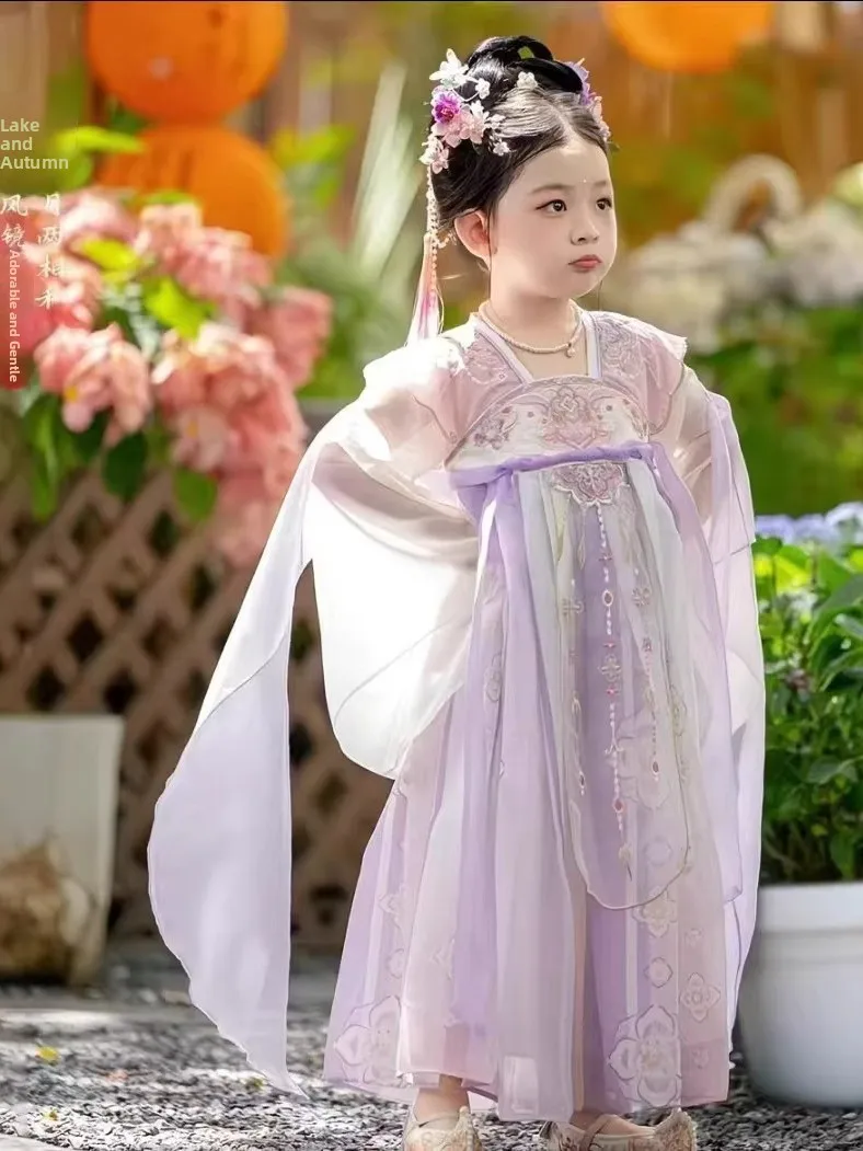 vetements-pour-enfants-style-princesse-hanfu-nouvelle-broderie-de-style-chinois-jupe-plissee-manches-courtes-col-carre-tissu-fin