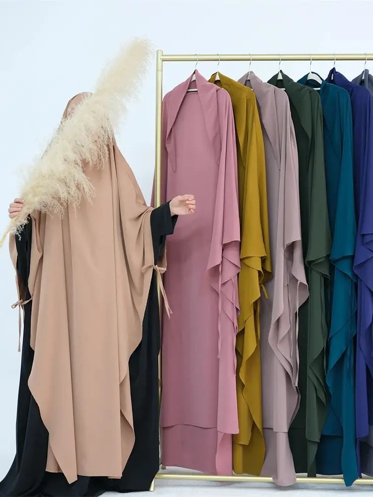 Ramadan Eid Khimar Abaya Dubai Turkey Islam Muslim Maxi Hijab Dress Nida Prayer Clothes For Women Kebaya Robe Femme Musulmane