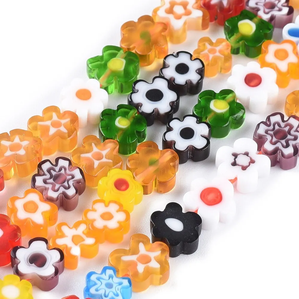 10 Strands Handmade Millefiori Glass Flower Bead Strands For Jewelry Making DIY Bracelet NecklaceDecorate Accessories