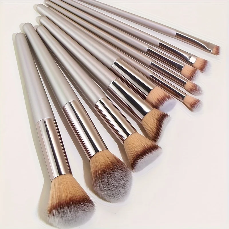 10-Piece Makeup Brush Set - Champagne, Eyeshadow Brush, Foundation Brush Multi-Functional Professional Brush Set