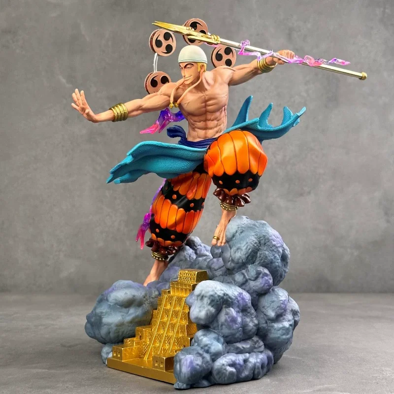 One Piece 28cm Enel The Thunder God GK Painted Model Action Figure Anime Character Exquisite Statue Peripheral Toy Ornament Gift