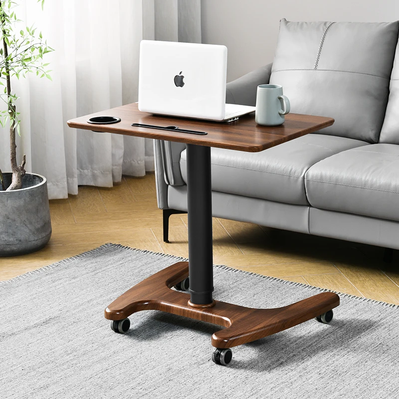 Motion Standing Mobile Lifting Laptop Desk Walnut Solid Wood Student Office Desk Learning Writing Lifting Bureau Furniture AA