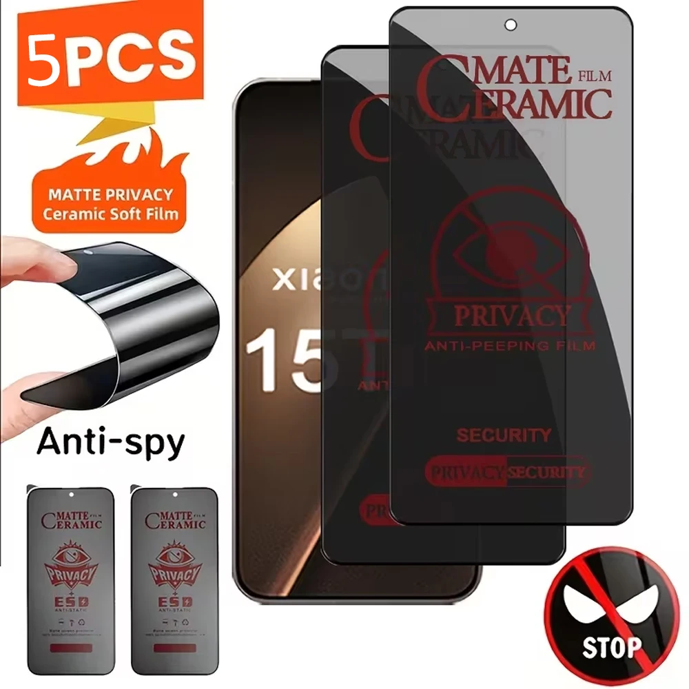 1-5 Stück Matte Keramik-Sichtschutzfolie für Redmi Note 15 Pro 14 13 Pro Note 12 Pro Note 11 Pro 9S Note 8 Pro 9T Anti-Spy