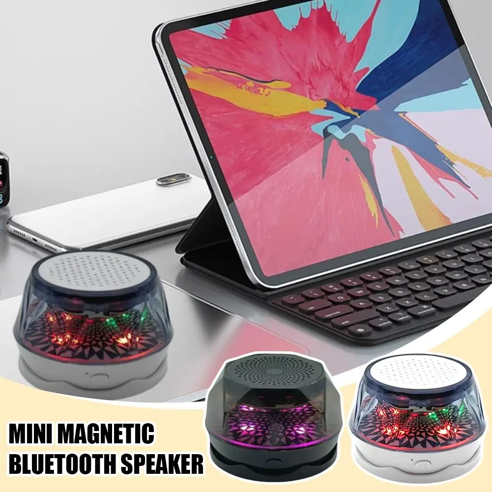 Magnetic Diamond Bluetooth Speaker Small Wireless Speaker RGB Color Light Portable Phone Stand for iPhone Android Pairing F2U6