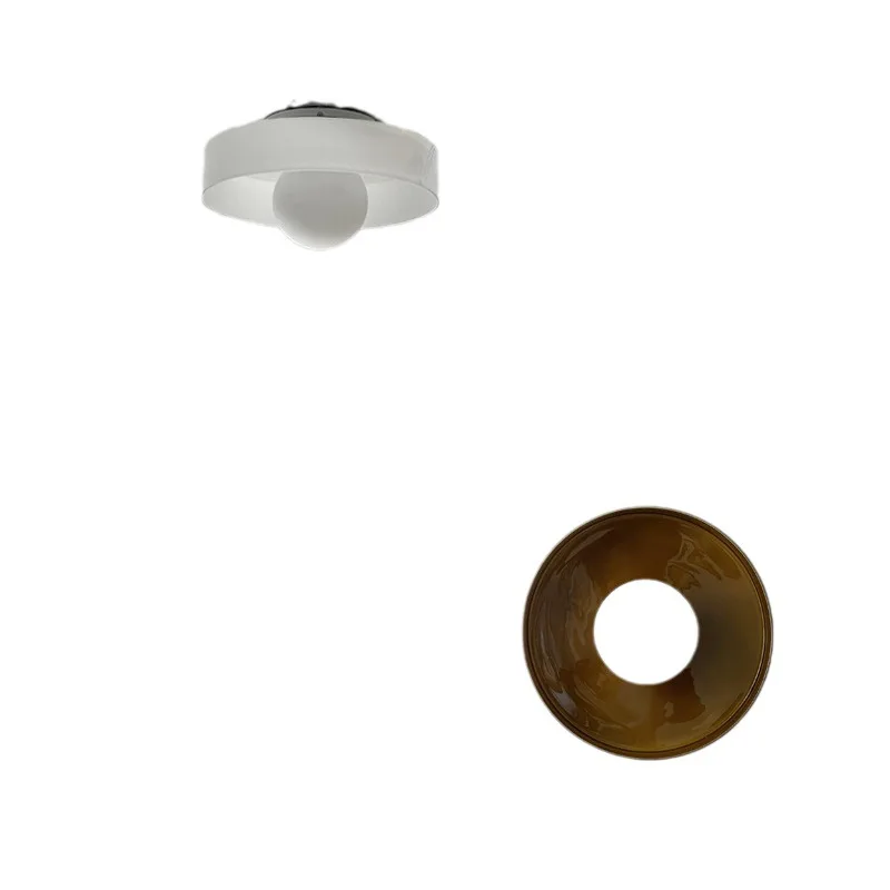 

Nordic medieval cream wind entrance wall lamp simple art creative aisle corridor bedroom glass ceiling lamp