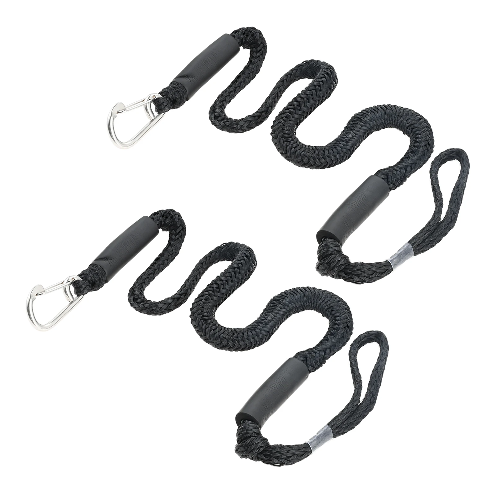 

2Pcs Bungee Dock Line Mooring Rope for Boat 4 ft 2 Ropes Bungee Cord Dockline Boats Kayak Accessories with Clip Black/blue