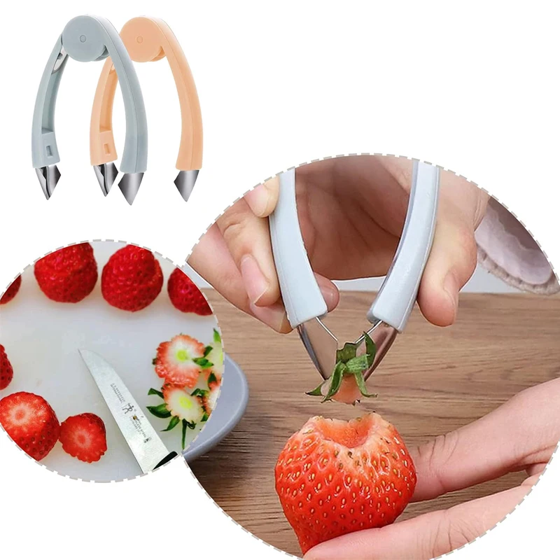 Pineapple Eye Corer Stainless Steel Tweezers Strawberry Huller Peeler Fruit Vegetable Knives Stem Remover Clip Kitchen Gadgets