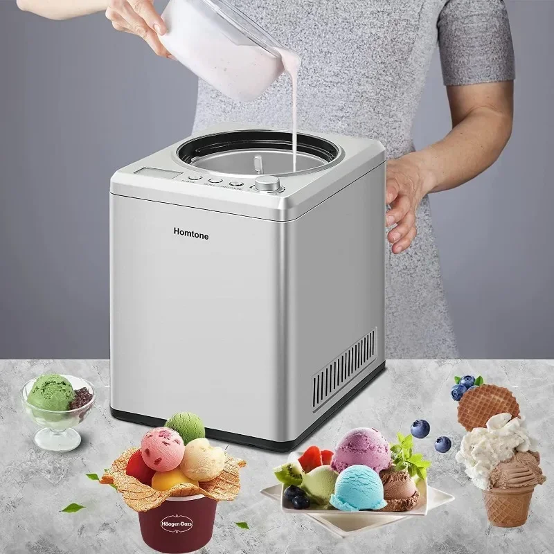 

Ice Cream Maker Making Homemade Soft Ice Cream,Home Kitchen Gelato,No Pre-Freezing Automatic Ice Cream Machine with Compressor