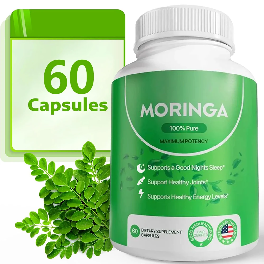 Moringa Capsules - Pure Moringa Powder, Superfood for Energy, Skin, lmmunity and Gut Health, Natural Green Superfood Supplement