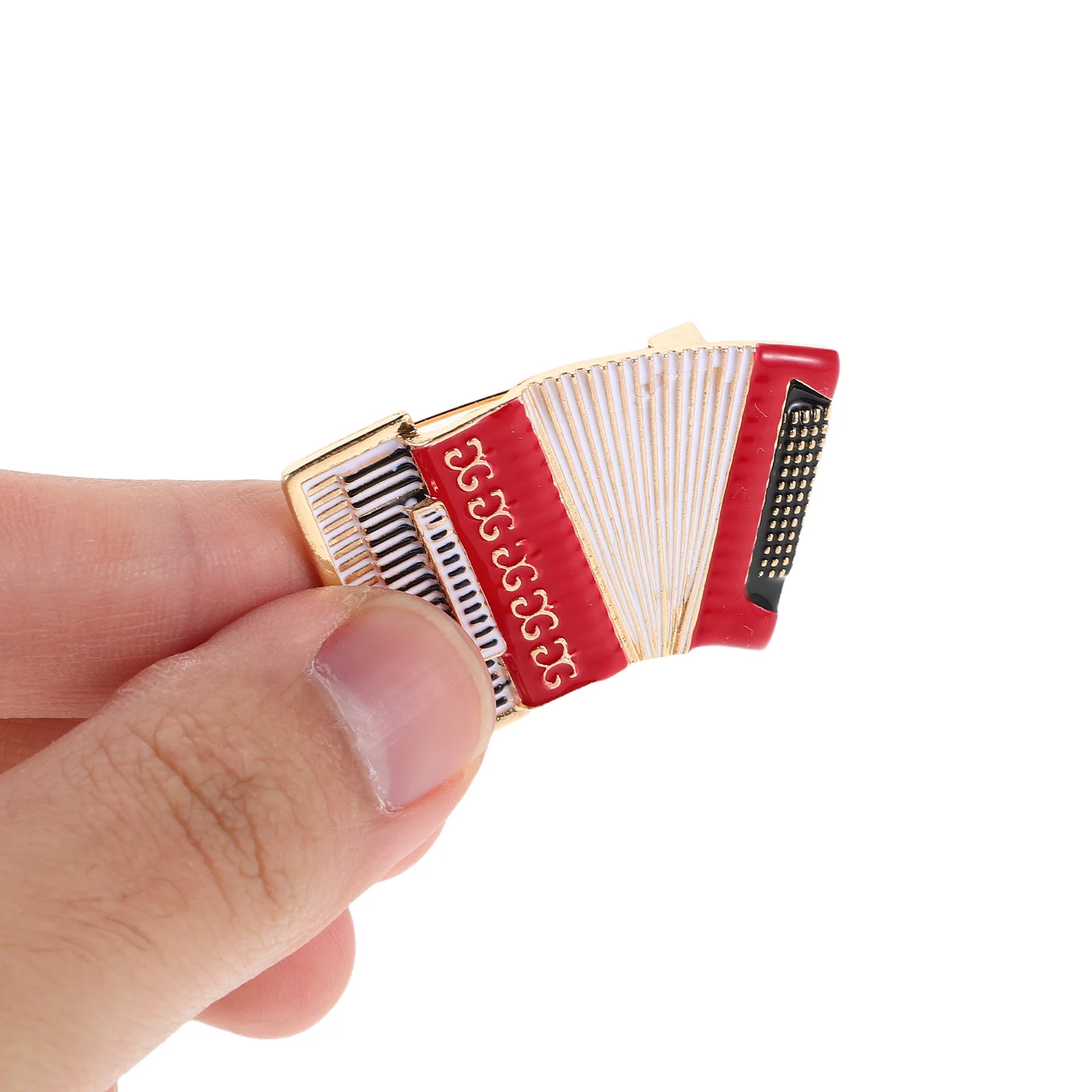 

Hand Painted Accordion Brooch Durable Alloy Pin Badge for Clothes Bags Hats Music Instrument Brooch Musical Lapel Pin