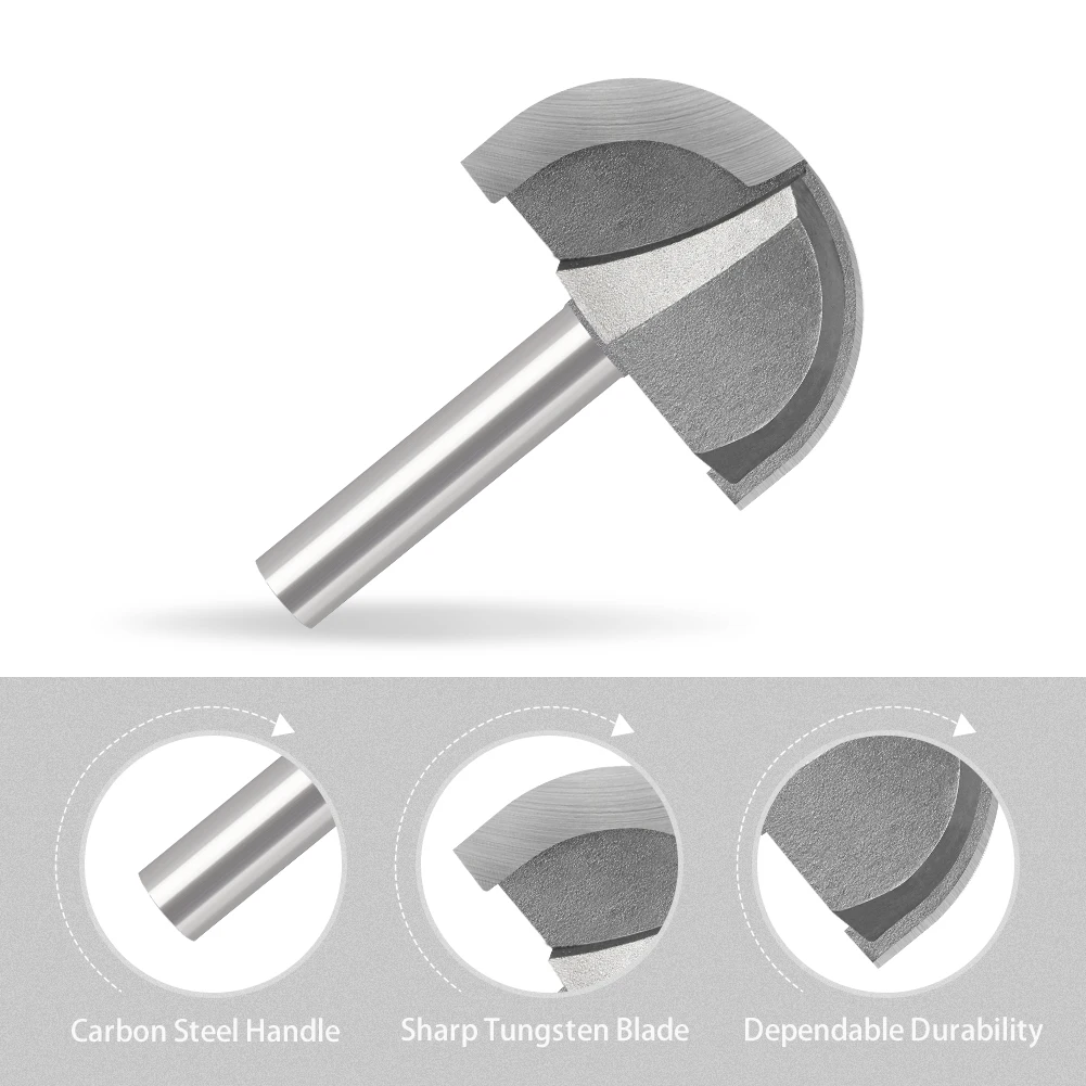 8mm Shank Outer Diameter 40mm CNC Tools Solid Carbide Round Nose Bits Round Nose Cove Core Box Router Bit Shaker Cutter Tools