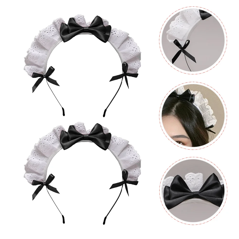 

2 Pcs Rhinestones Headband Girl Hair Claw Clips Party Hoops Cloth Lolita Headwear