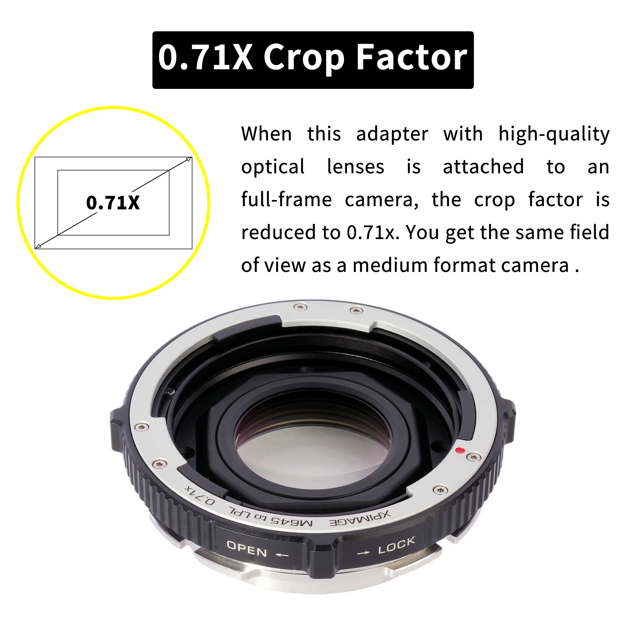 XPIMAGE Speed Booster 0.71X  Optical Focal Reducer Lens Mount Adapter Compatible with Mamiya 645 Lens to ARRI LPL Camcorder