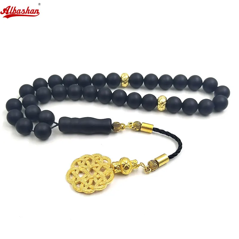 ALBASHAN Tasbih Men Black Matte agates stone muslim prayer beads islamic rosary 33 45 51 66 99 100 beads bracelets misbaha