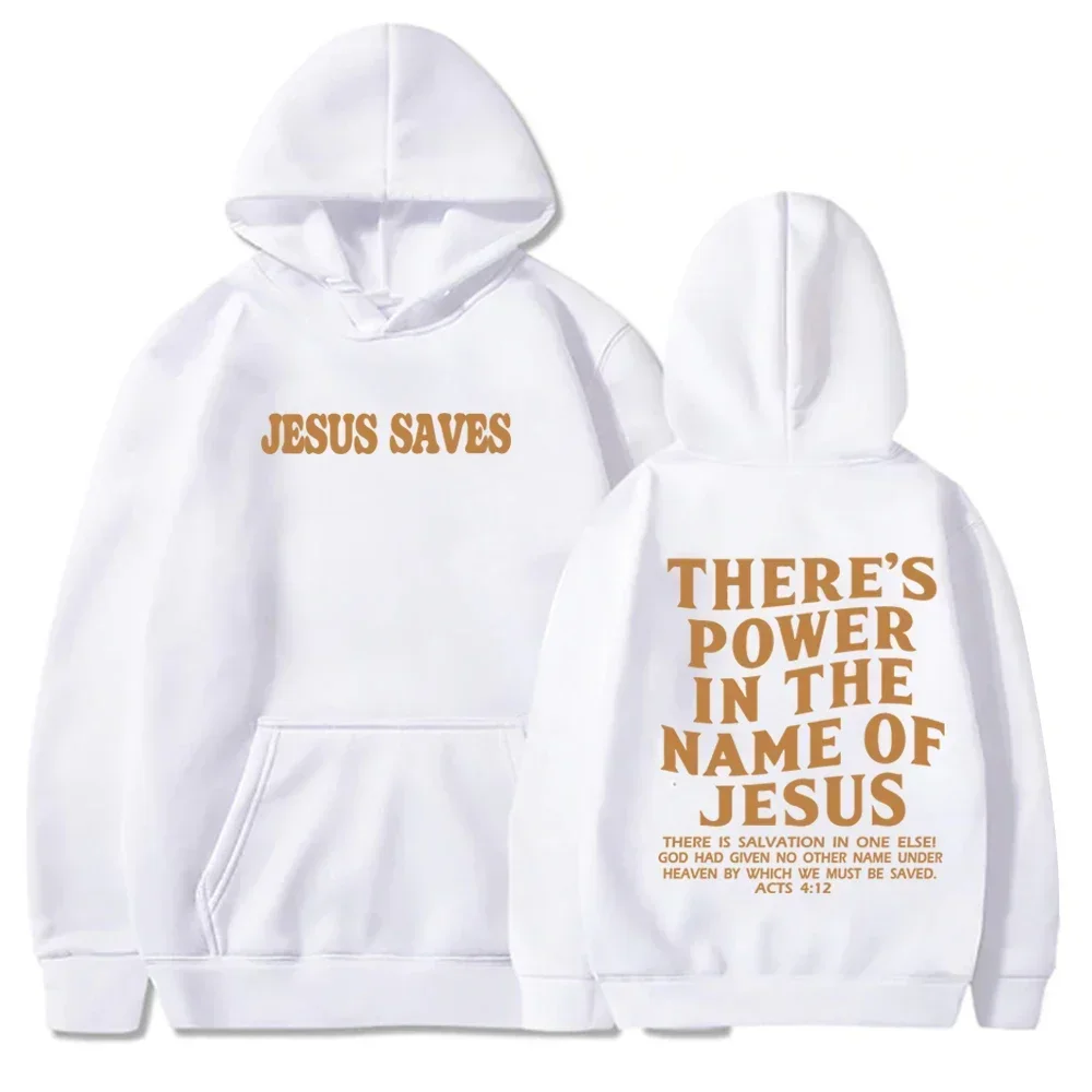 Hay poder en el nombre de Jesús Sudadera con capucha Christian Jesús salva fe sudadera hombre mujer pulóver Tops ropa de calle