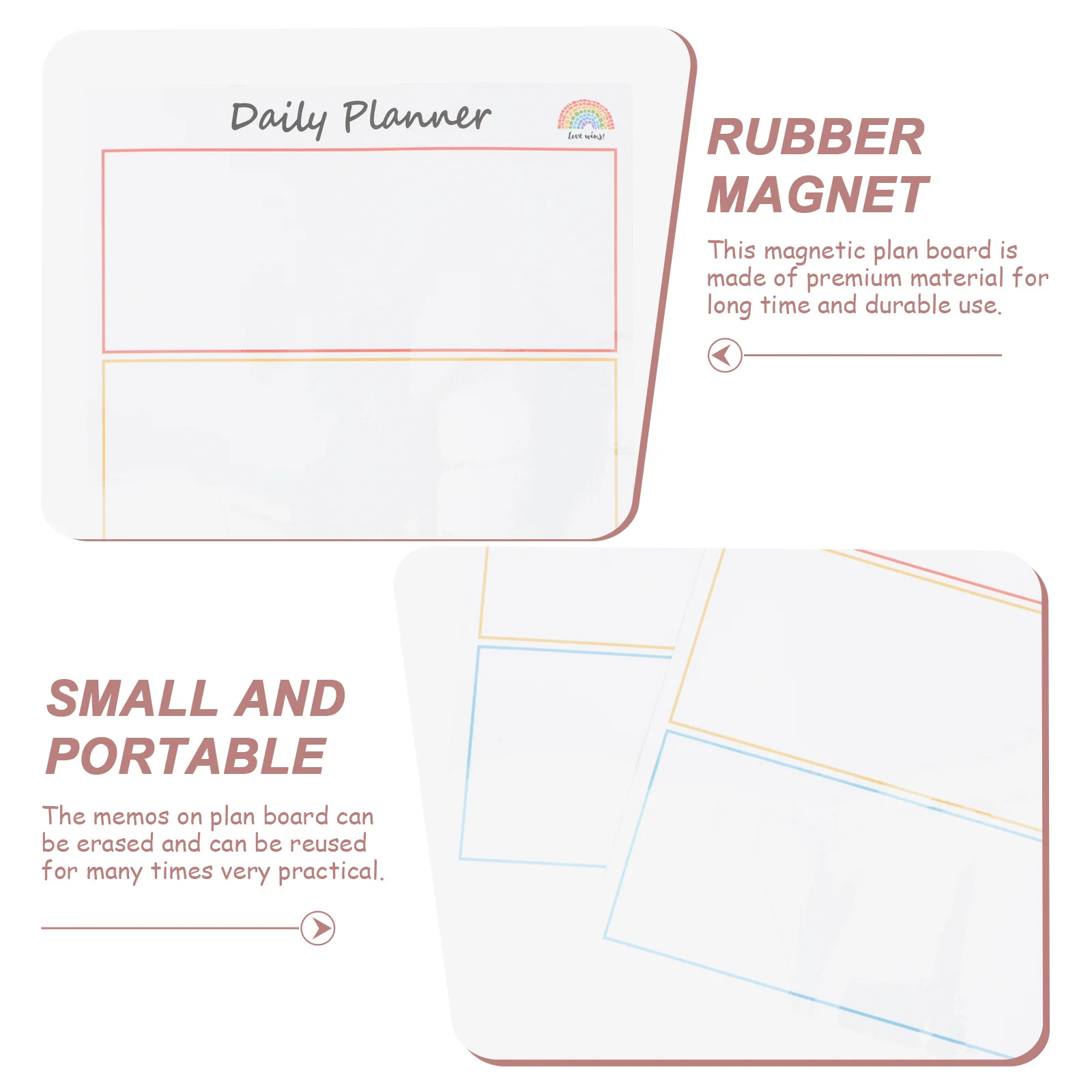 2-teiliges magnetisches Whiteboard, einfach zu bedienen, tragbar, wiederverwendbar, Tagesplantafel, Nachrichtennotiz für Büro, Zuhause, Schule