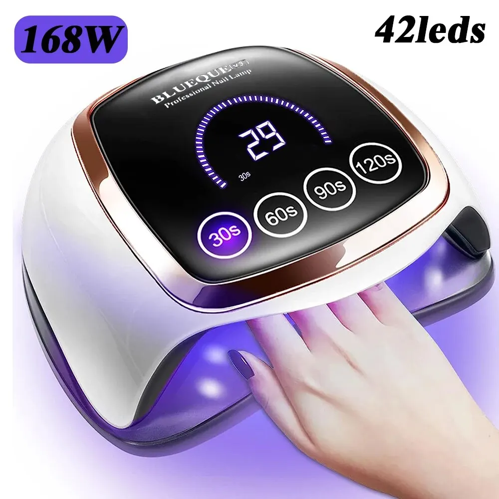 168W Nail Drying Lamp For Manicure Led UV Dryer Lamp for All Gel Polish With Large Touch Screen Professional Nail Salon Tools