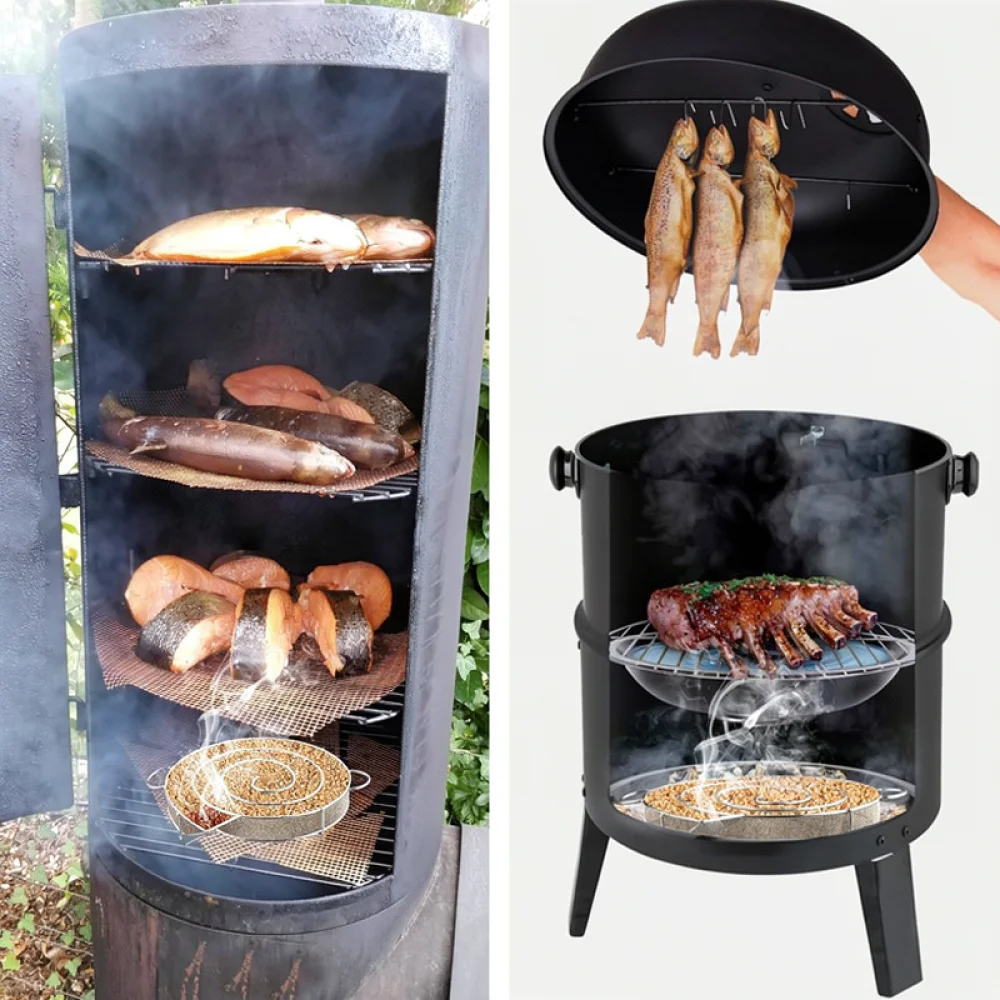 Outdoor Grill Cold Smoke Generator Stainless Steel Smoker Box BBQ Cooking Tool Meat Fish Cheese Flavor Infuser Portable Tray