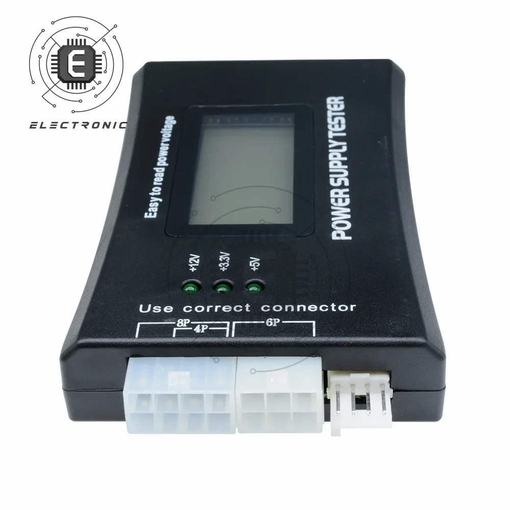 Multi-Function PSU Tester with LCD Screen - 20/24-Pin ATX, BTX, ITX, SATA HDD Power Supply & Power Bank Diagnostic Tool
