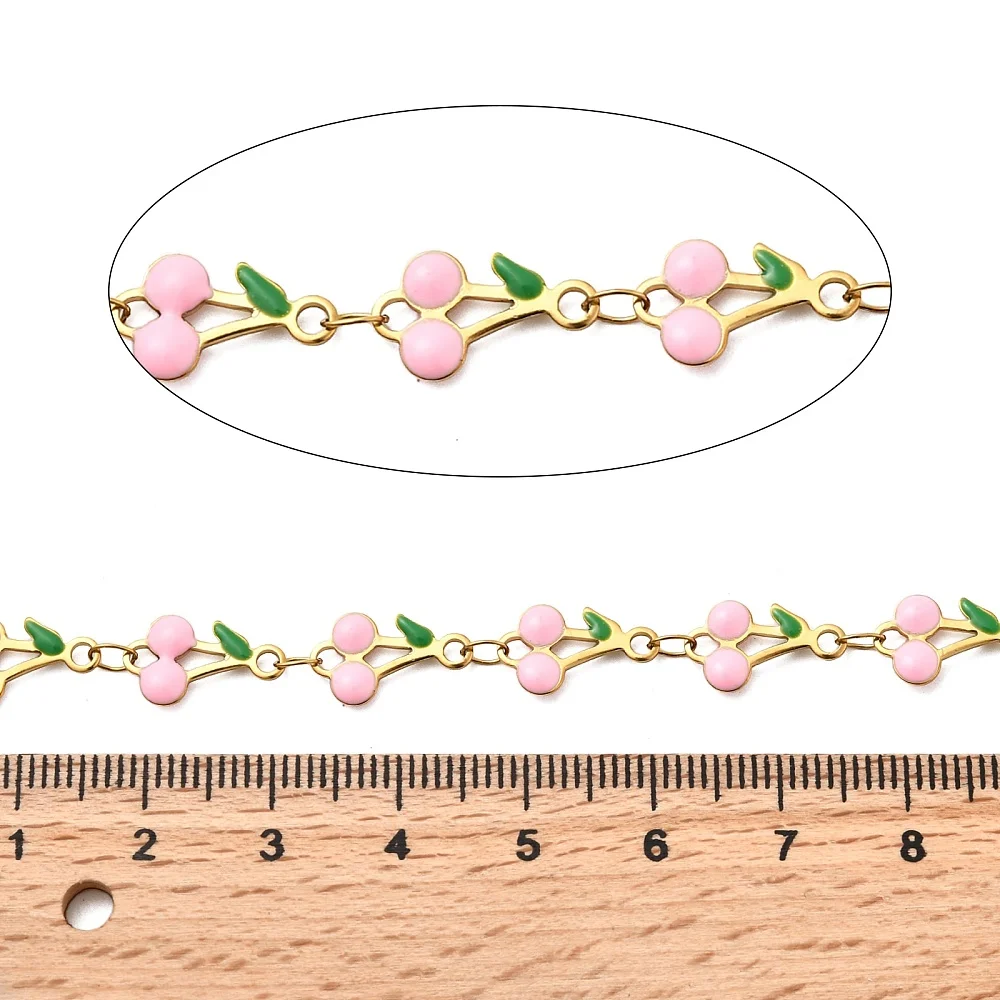 PandaHall 5m/Rolle IP 304 Edelstahl Emaille Kirschblüten-Charm-Kette, gelötet mit Spule für Halsketten- und Armbandherstellung – Detail 16