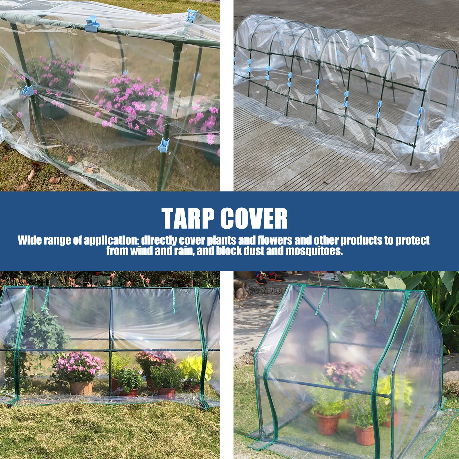 Waterproof Clear Pe Tarp Cover Strong Toughness No Discoloration Recyclable for Plants Flowers Greenhouse Shelter Rain Tarp