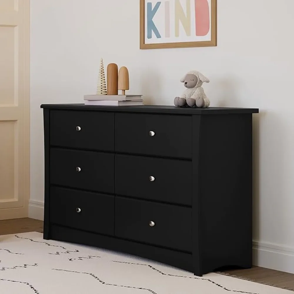 6 Drawer Double Dresser (Pebble Gray) – GREENGUARD Gold Certified, For Nursery, Dresser, Kids Nursery Organizer