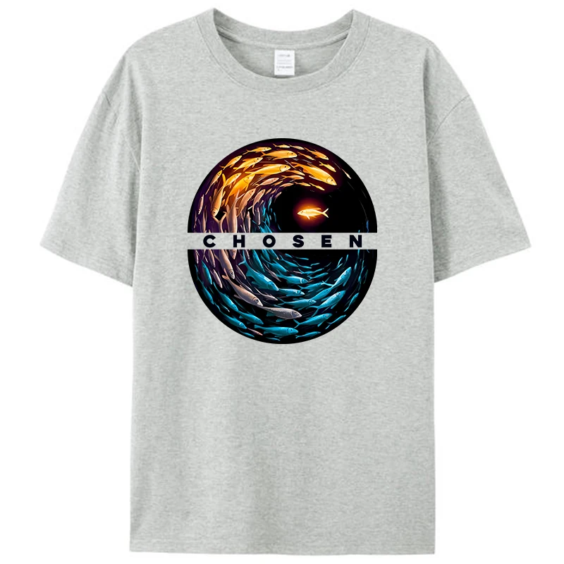Chosen Fish Swim Against The Current Bible Christian Jesus T-Shirt Women Men's Clothing Shirts Graphic Tee Novelty Gifts Tops view 3