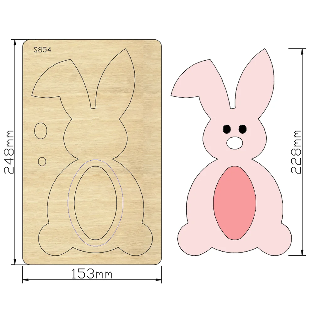 New Bunny Mover Decoration Cutting Dies Wooden Knife Die Compatible With Most Manual Die Cut Cutters