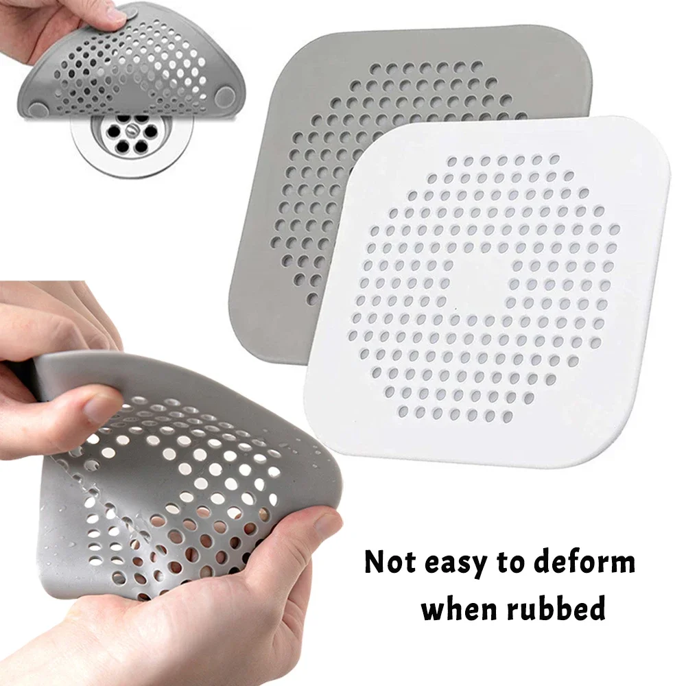 Durable Silicone Square Shower Drain Cover Prevents Sink Clogging, Shower Drain Strainer, Adsorption Sink Strainer, Convenient