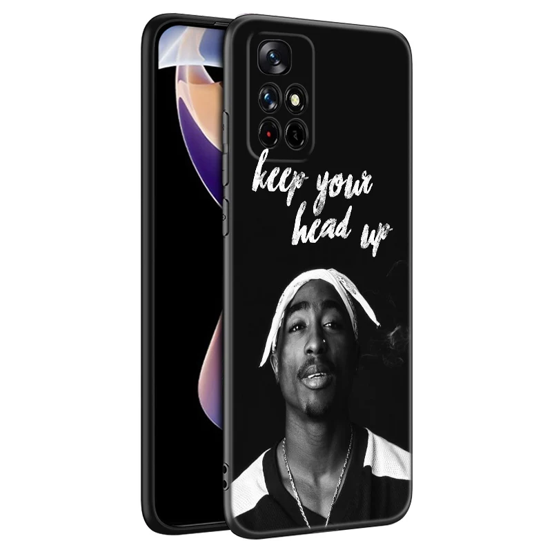 2Pac Tupac Shakur Black Silicone Phone Case For Xiaomi Redmi Note 10 11 11S 12 12R 13 13R Pro 12S 4G 11T 5G Plus 10S