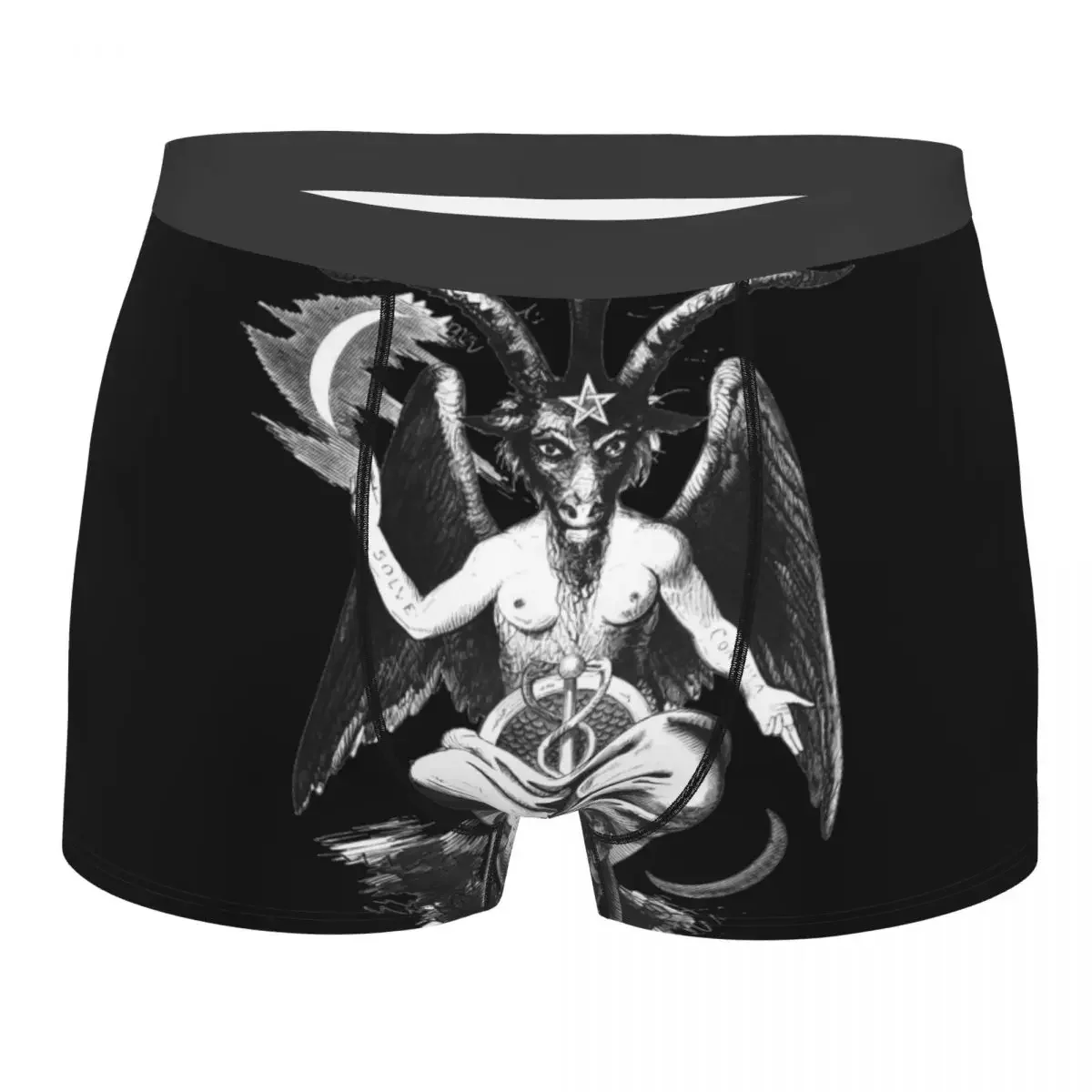 Baphomet ropa interior masculina Sexy estampado personalizado granizo Satán diablo bruja Boxer pantalones cortos bragas calzoncillos transpirables