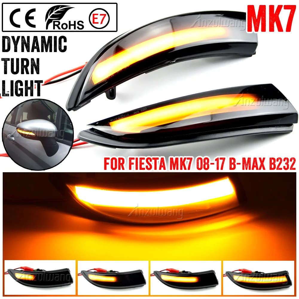 

Fit for Ford Fiesta MK6 2008-2017 2pcs Dynamic LED Turn Signal Light Flowing Side Wing Rearview Mirror Indicator