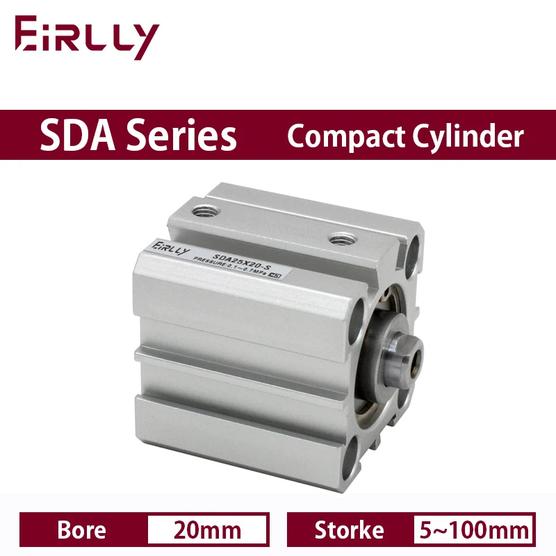 

SDA series pneumatic compact cylinder 20mm bore stroke5 10 15 20 25 30 35 40 45 50 55~100mm Double-acting cylinder