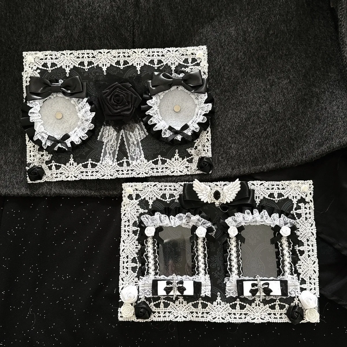 Lolita Gothic Black White Lace Pain Board. Subculture Anime Cosplay Ita Bag Board. Ita Bag Board Insert Board Decorative
