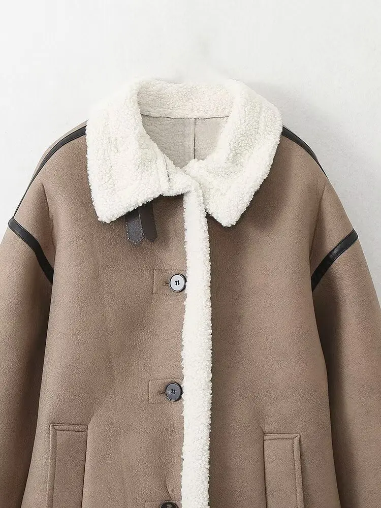 Autumn and winter new style lapel single-breasted long fur all-in-one coat jacket female temperament versatile warm top